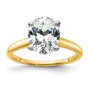 Diamond2Deal 14k Twotone Gold 3ct. GHI True Light Oval Solitaire Ring for Women Size 9