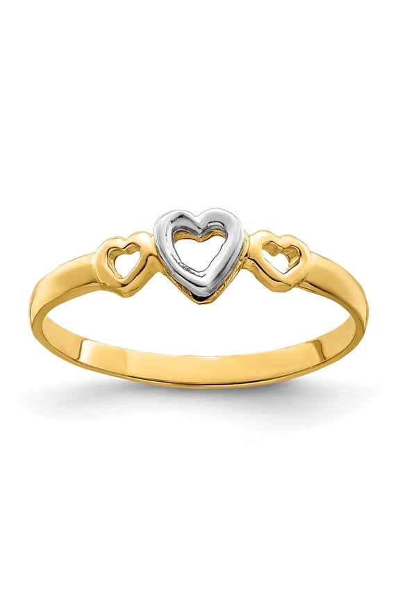 14K Two Tone Gold Hearts Ring for Women Size-6