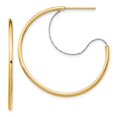 thumbnail image 1 of Diamond2Deal 14k Two-tone Gold Large Wire Polished Hoop Earrings for Women (L- 1.34 in, W-1.19 in), 1 of 3