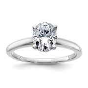 Diamond2Deal 14k White Gold 1 1/2ct. GHI True Light Oval Solitaire Ring for Women Size 7