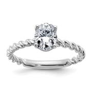Diamond2Deal 14k White Gold 1 1/2ct. GHI True Light Oval Twisted Solitaire Ring for Women Size 7