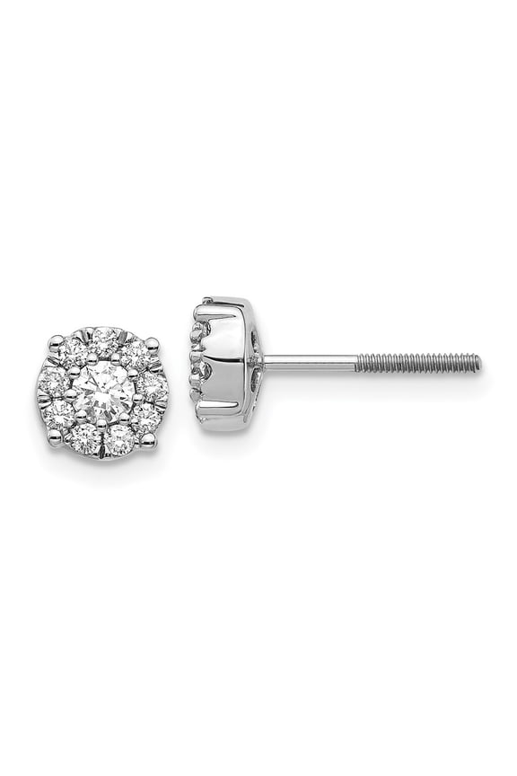 14k White Gold 1/2 carat Lab Grown Diamond VS/SI+ G+ Cluster Screwback Post Earrings