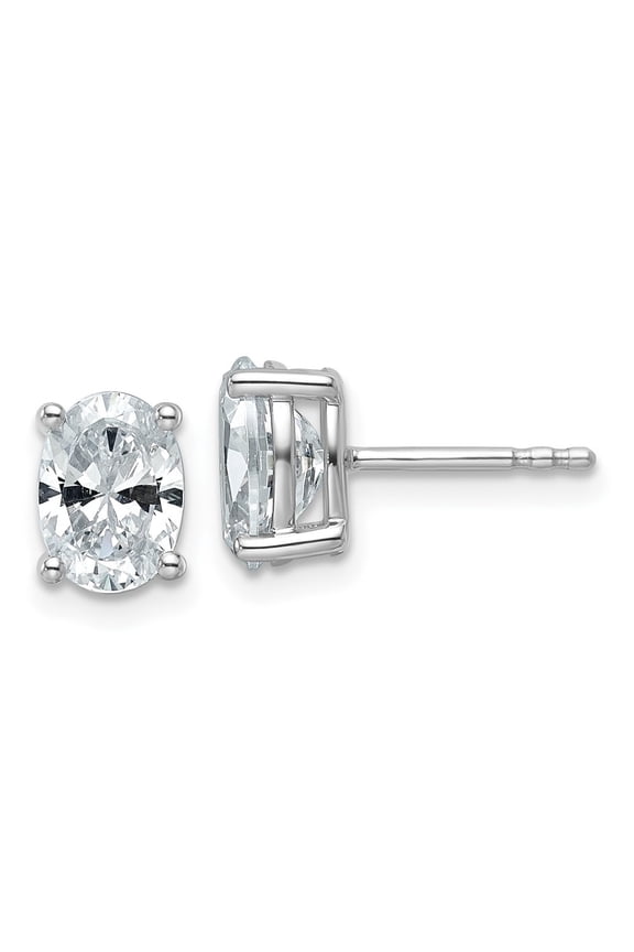 14k White Gold 2 carat Certified Lab Grown Diamond VS+ F+ Complete Oval Four Prong Stud Earrings