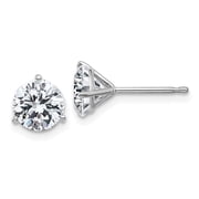 Diamond2Deal 14k White Gold 2ct. 6.5mm Round D E F Pure Earrings
