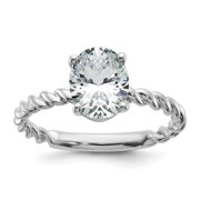 Diamond2Deal 14k White Gold 2ct. GHI True Light Oval Twisted Solitaire Ring for Women Size 7