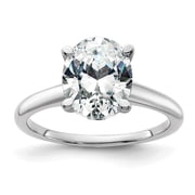 Diamond2Deal 14k White Gold 3ct. GHI True Light Oval Solitaire Ring for Women Size 6