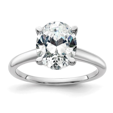 Diamond2Deal 14k White Gold 3ct. GHI True Light Oval Solitaire Ring for Women Size 8
