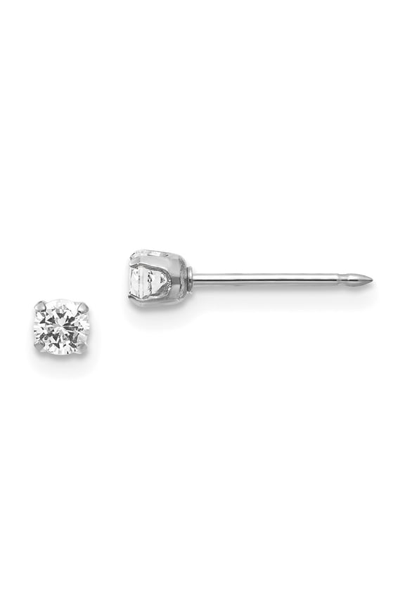 14k White Gold 3mm Cubic Zirconia Post Piercing Earrings