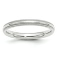 thumbnail image 1 of Diamond2Deal 14k White Gold 3mm Milgrain Half Round Comfort Fit Wedding Band Ring for Women Size 8, 1 of 1
