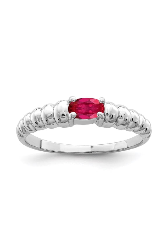 14k White Gold 5x3mm Oval Ruby Ring for Women Size- 6