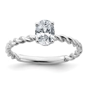 Diamond2Deal 14k White Gold 7/8ct. GHI True Light Oval Twisted Solitaire Ring for Women Size 7