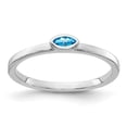 thumbnail image 1 of Diamond2Deal 14k White Gold Bezel-set Marquise Blue Topaz Ring for Women Size- 7, 1 of 5