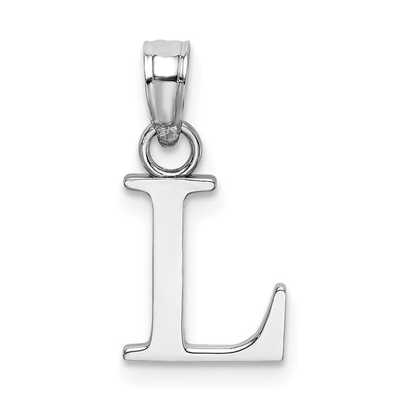 Diamond2Deal 14k White Gold Block Letter L Initial Pendant for Women