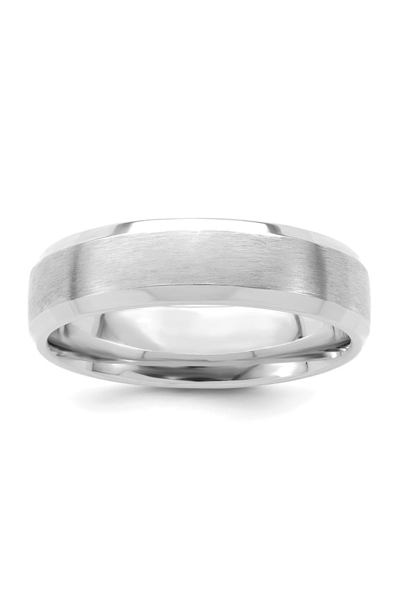 14k White Gold 6mm Standard Weight with Beveled Edge Men's Wedding Band Size 12