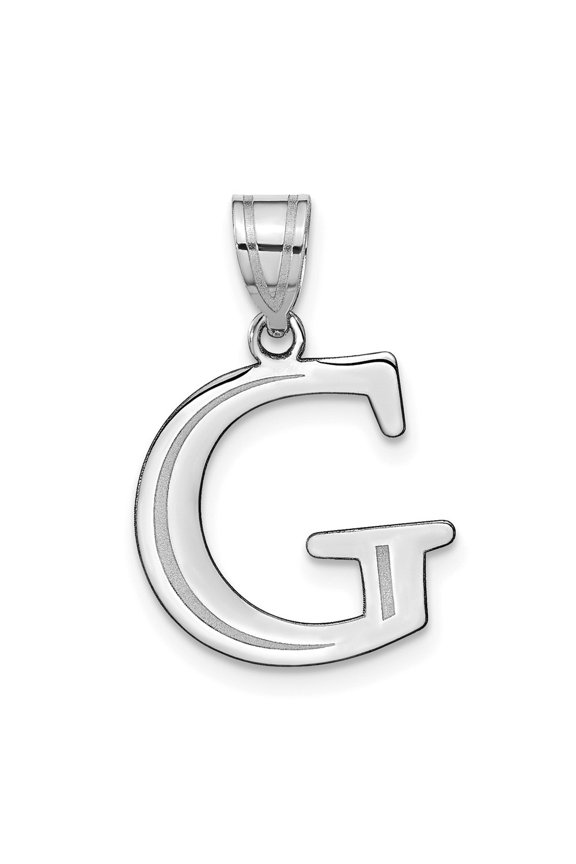 14k White Gold Etched Letter G Initial Pendant for Women