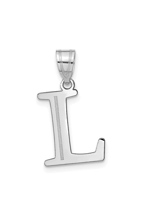 14k White Gold Etched Letter L Initial Pendant for Women
