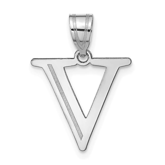 Diamond2Deal 14k White Gold Etched Letter V Initial Pendant for Women