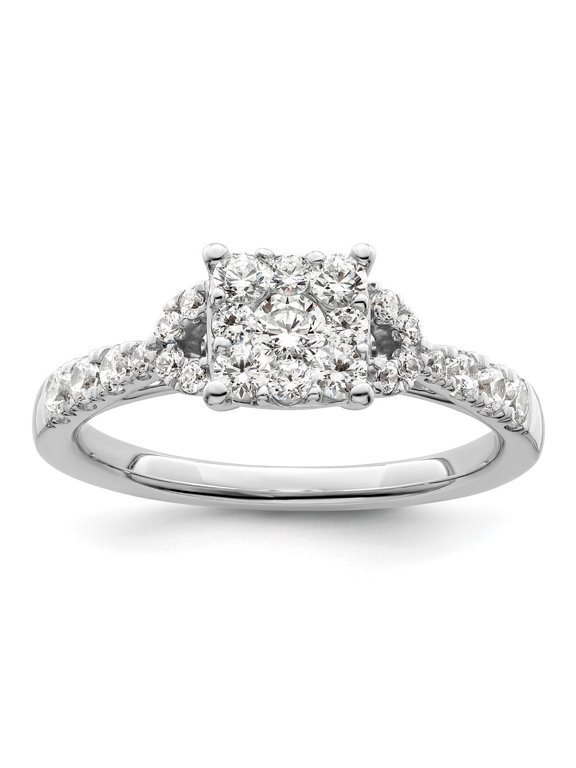 14k White Gold Lab Grown Diamond VS/SI GH, Cluster Ring for Women Size- 7