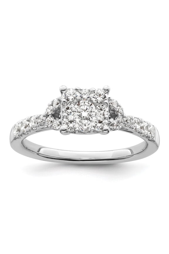 14k White Gold Lab Grown Diamond VS/SI GH, Cluster Ring for Women Size- 7