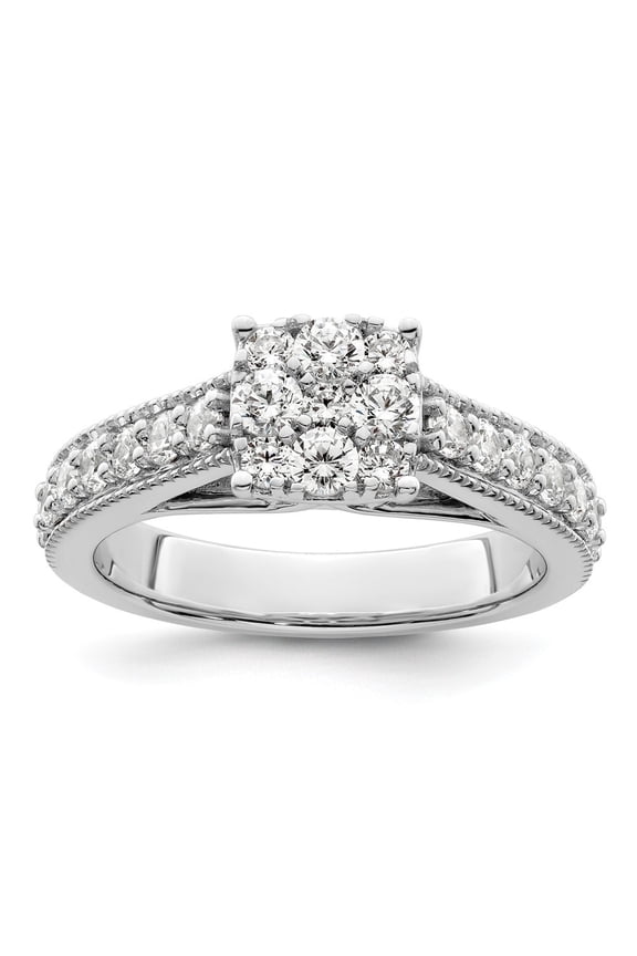 14k White Gold Lab Grown Diamond VS/SI GH, Cluster Ring for Women Size- 7