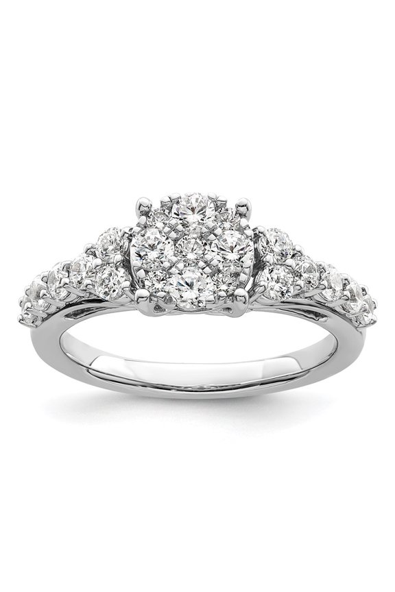 14k White Gold Lab Grown Diamond VS/SI GH, Cluster Ring for Women Size- 7
