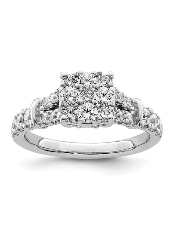 14k White Gold Lab Grown Diamond VS/SI GH, Cluster Ring for Women Size- 7