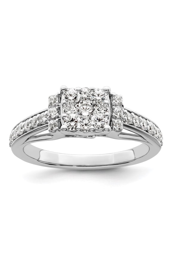 14k White Gold Lab Grown Diamond VS/SI GH, Cluster Ring for Women Size- 7