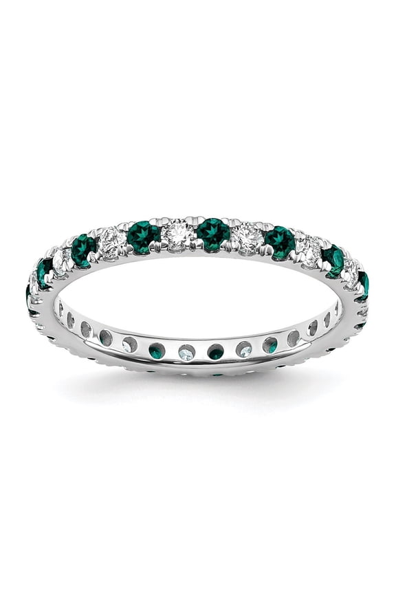 14k White Gold Lab Grown Diamond VS/SI GH & Cr Alexandrite Eternity Band for Women Size-9