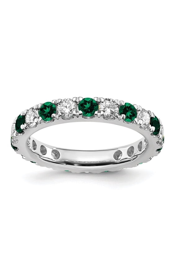 14k White Gold Lab Grown Diamond VS/SI GH & Cr Emerald Eternity Band for Women Size-6