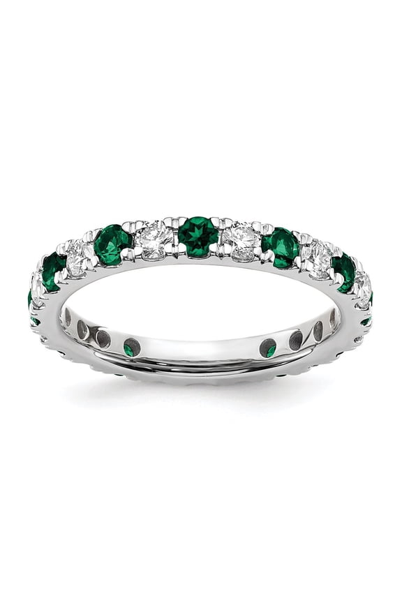 14k White Gold Lab Grown Diamond VS/SI GH & Cr Emerald Eternity Band for Women Size-8