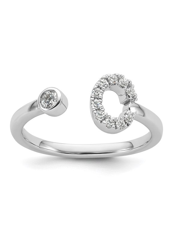 14k White Gold Lab Grown Diamond VS/SI GH, Initial C Adjustable Ring for Women