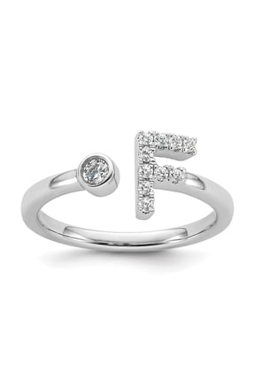 14k White Gold Lab Grown Diamond VS/SI GH, Initial F Adjustable Ring for Women