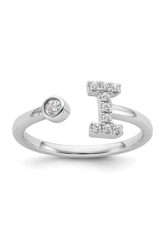 14k White Gold Lab Grown Diamond VS/SI GH, Initial I Adjustable Ring for Women