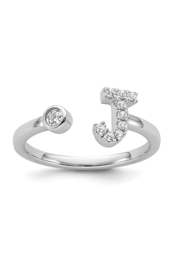 14k White Gold Lab Grown Diamond VS/SI GH, Initial J Adjustable Ring for Women