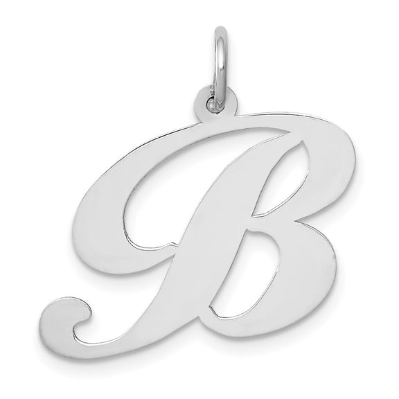 Diamond2Deal 14k White Gold Large Script Letter B Initial Pendant for Women(L- 17.74 mm, W- 23.02 mm)