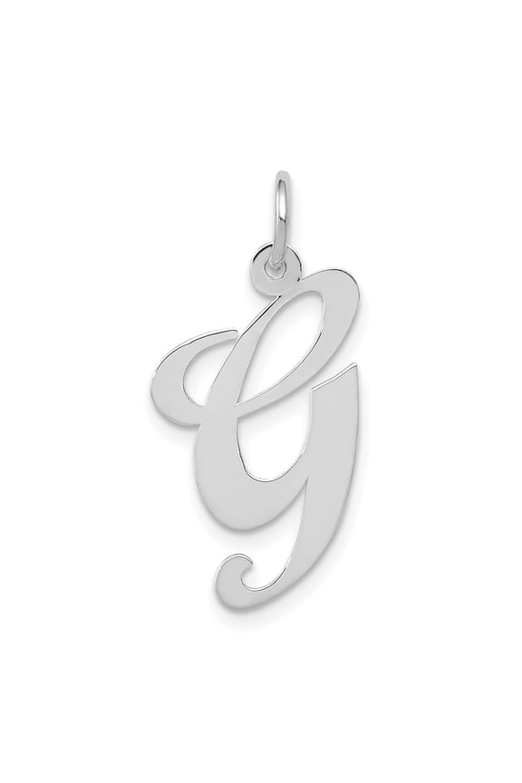 14k White Gold Large Script Letter G Initial Pendant for Women