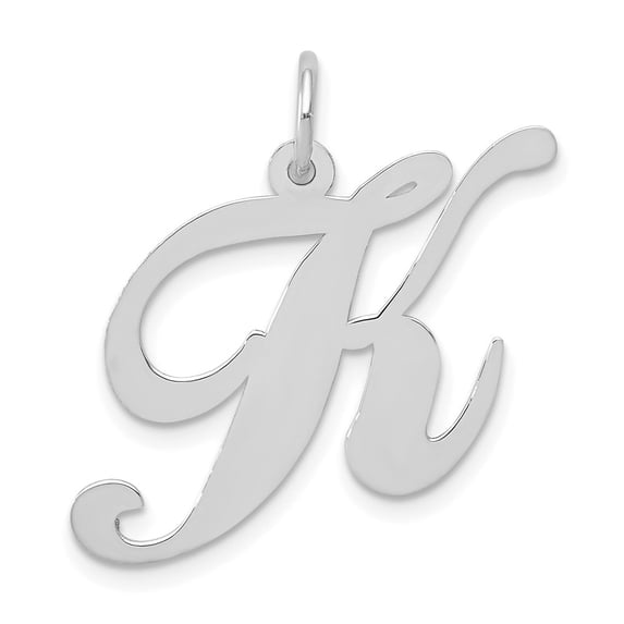 Diamond2Deal 14k White Gold Large Script Letter K Initial Pendant for Women