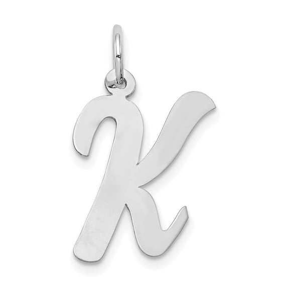 Diamond2Deal 14k White Gold Large Script Letter K Initial Pendant for Women