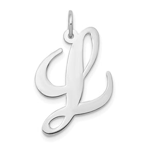 Diamond2Deal 14k White Gold Large Script Letter L Initial Pendant for Women