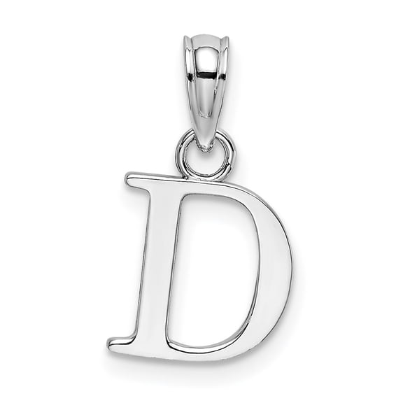 Diamond2Deal 14k White Gold Letter D Initial Pendant for Women(L- 15.71 mm, W- 9.92 mm)