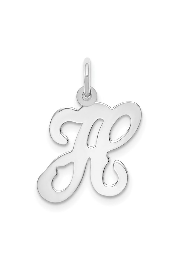 14k White Gold Letter H Initial Charm Pendant for Women