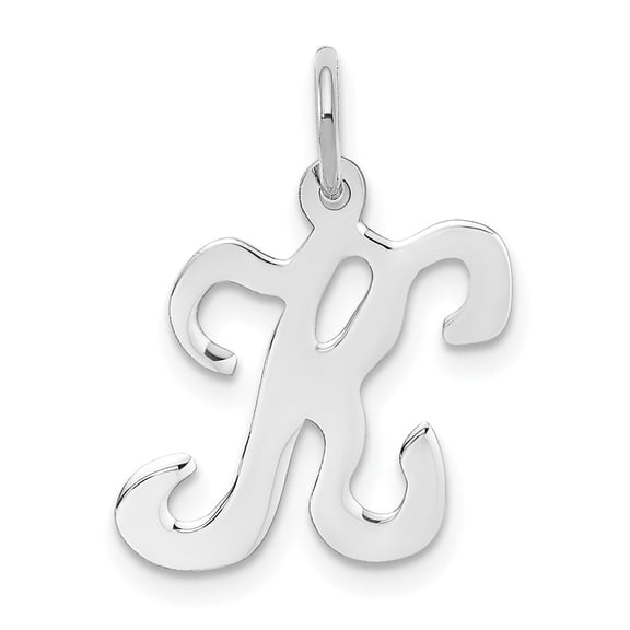 Diamond2Deal 14k White Gold Letter K Initial Charm Pendant for Women