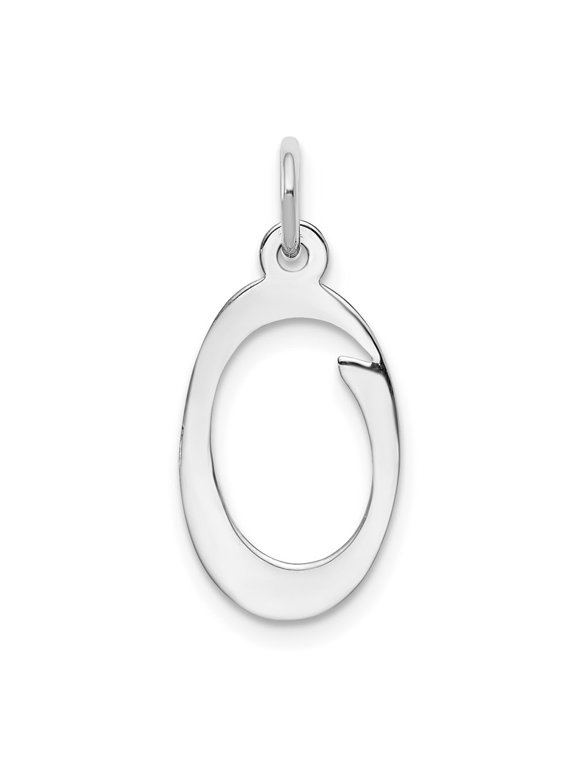 14k White Gold Letter O Initial Charm Pendant for Women