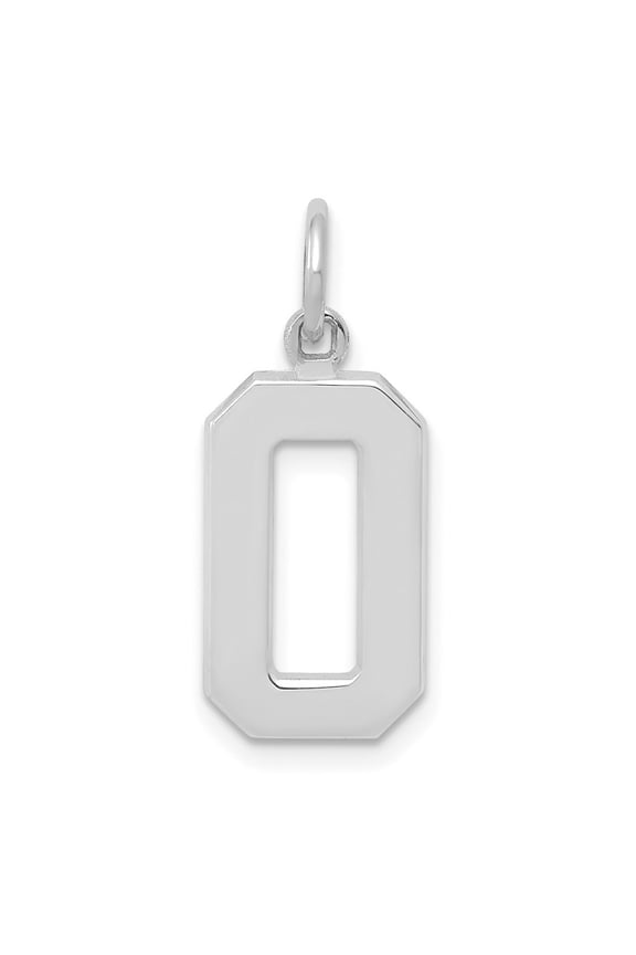 14k White Gold Medium Polished Number 0 Charm for Women (L-17.9 mm, W-9.56 mm)