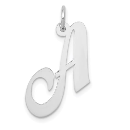 Diamond2Deal 14k White Gold Medium Script Letter A Initial Pendant for Women(L- 14.95 mm, W- 20.01 mm)