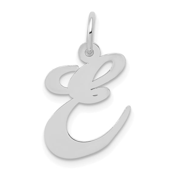 Diamond2Deal 14k White Gold Medium Script Letter E Initial Pendant for Women