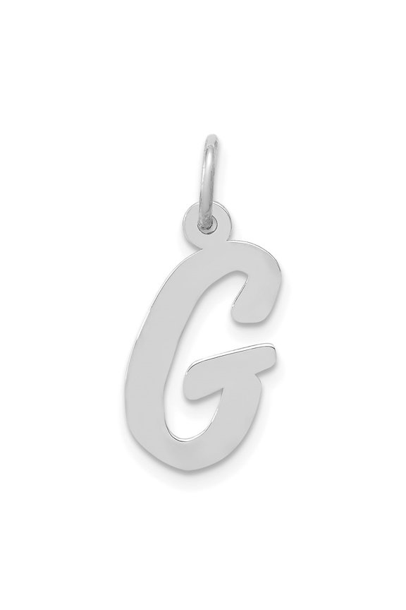 14k White Gold Medium Script Letter G Initial Pendant for Women