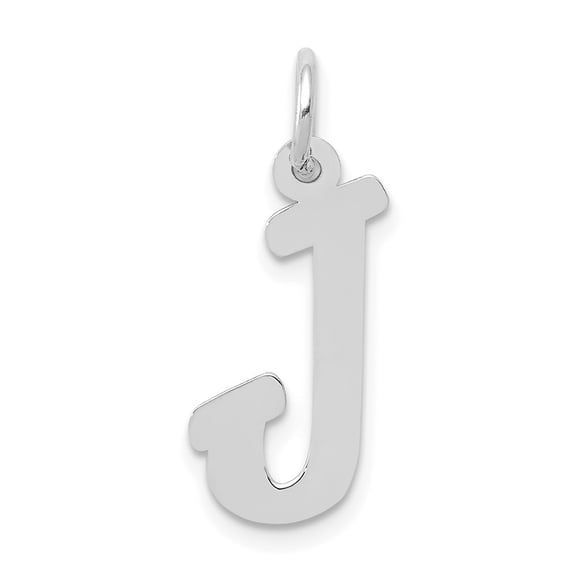 Diamond2Deal 14k White Gold Medium Script Letter J Initial Pendant for Women
