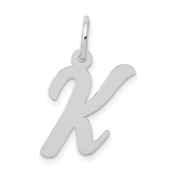Diamond2Deal 14k White Gold Medium Script Letter K Initial Pendant for Women