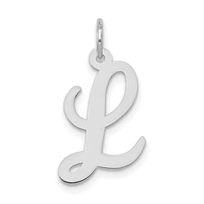 Diamond2Deal 14k White Gold Medium Script Letter L Initial Pendant for Women